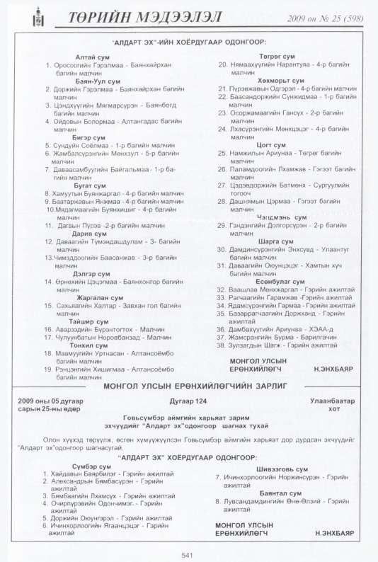 «Төрийн мэдээлэл» № 25, 541-р хуудасны скан