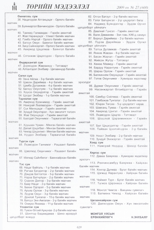 «Төрийн мэдээлэл» № 35, файлын 105-р хуудас