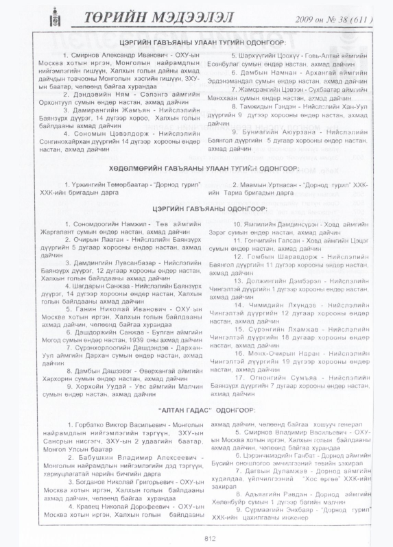 «Төрийн мэдээлэл» № 38, 812-р хуудасны скан