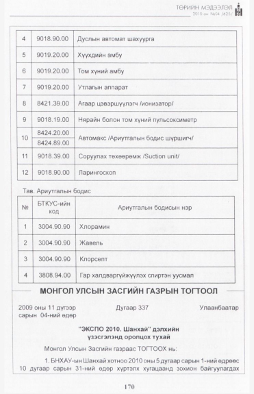 «Төрийн мэдээлэл» № 4, 170-р хуудасны скан