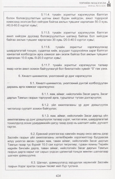 «Төрийн мэдээлэл» № 14, 424-р хуудасны скан