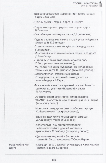 «Төрийн мэдээлэл» № 19, 654-р хуудасны скан