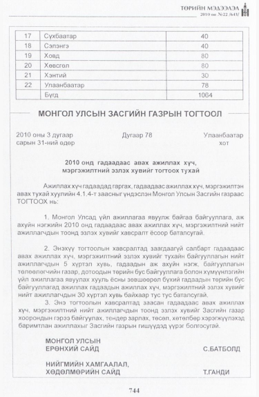«Төрийн мэдээлэл» № 22, 744-р хуудасны скан