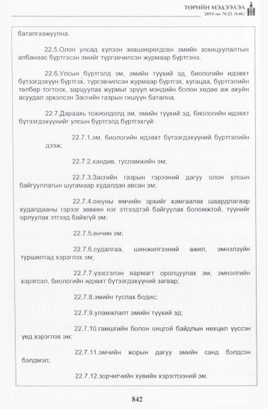 «Төрийн мэдээлэл» № 25, 842-р хуудасны скан