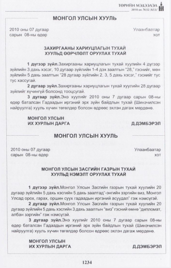 «Төрийн мэдээлэл» № 32, 1234-р хуудасны скан