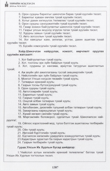 «Төрийн мэдээлэл» № 34, 1387-р хуудасны скан