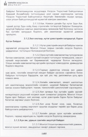 «Төрийн мэдээлэл» № 36, 1485-р хуудасны скан