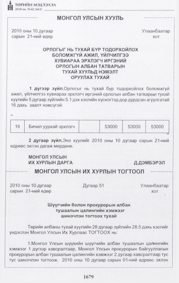 «Төрийн мэдээлэл» № 42, 1679-р хуудасны скан