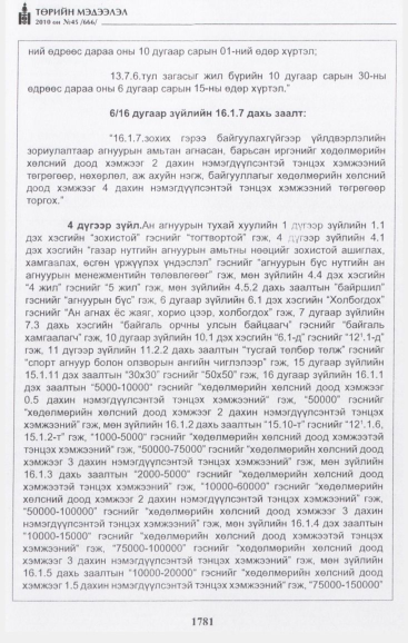«Төрийн мэдээлэл» № 45, 1781-р хуудасны скан