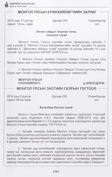 «Төрийн мэдээлэл» № 45, 1797-р хуудасны скан