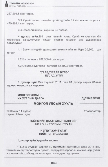 «Төрийн мэдээлэл» № 47, 1893-р хуудасны скан