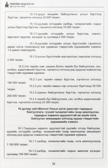 «Төрийн мэдээлэл» № 1, файлын 22-р хуудас