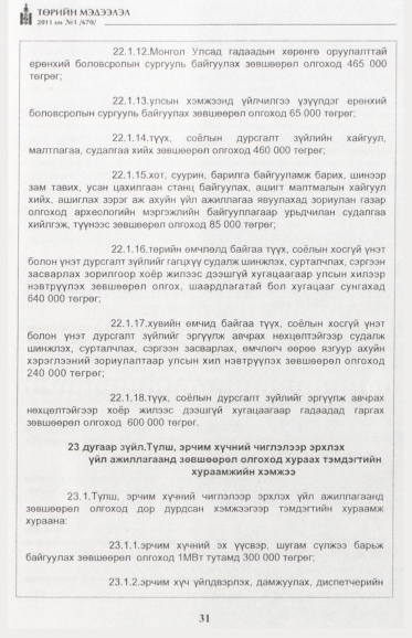 «Төрийн мэдээлэл» № 1, файлын 32-р хуудас