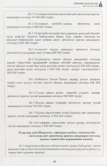 «Төрийн мэдээлэл» № 1, файлын 43-р хуудас