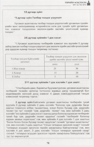 «Төрийн мэдээлэл» № 2, 78-р хуудасны скан
