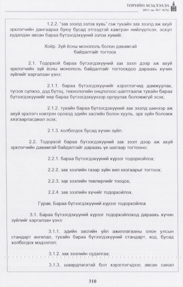 «Төрийн мэдээлэл» № 7, 310-р хуудасны скан