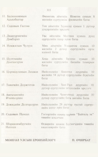 «Төрийн мэдээлэл» № 3, 303-р хуудасны скан