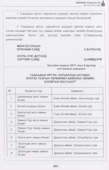 «Төрийн мэдээлэл» № 15, 604-р хуудасны скан
