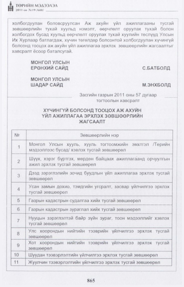 «Төрийн мэдээлэл» № 19, 865-р хуудасны скан
