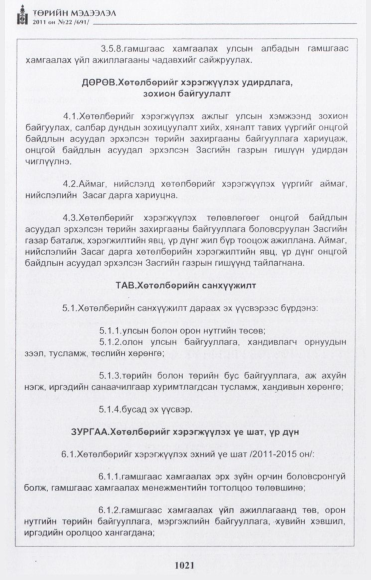 «Төрийн мэдээлэл» № 22, 1021-р хуудасны скан