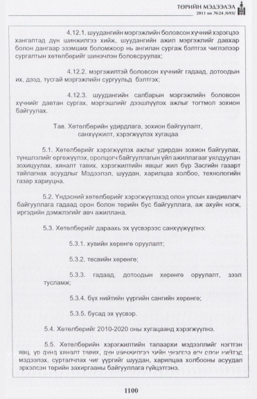 «Төрийн мэдээлэл» № 24, 1100-р хуудасны скан