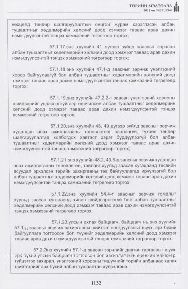 «Төрийн мэдээлэл» № 25, 1132-р хуудасны скан