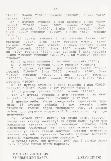 «Төрийн мэдээлэл» № 5, 422-р хуудасны скан