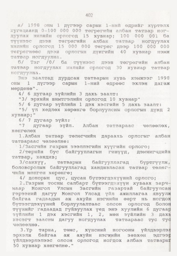 «Төрийн мэдээлэл» № 5, 402-р хуудасны скан