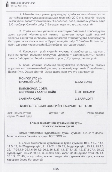 «Төрийн мэдээлэл» № 34, 1395-р хуудасны скан