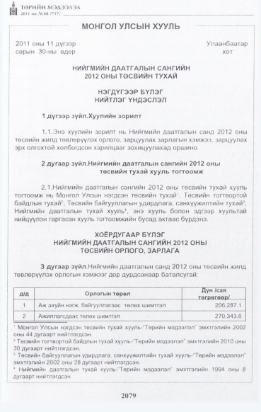«Төрийн мэдээлэл» № 48, 2079-р хуудасны скан