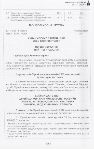 «Төрийн мэдээлэл» № 48, 2082-р хуудасны скан