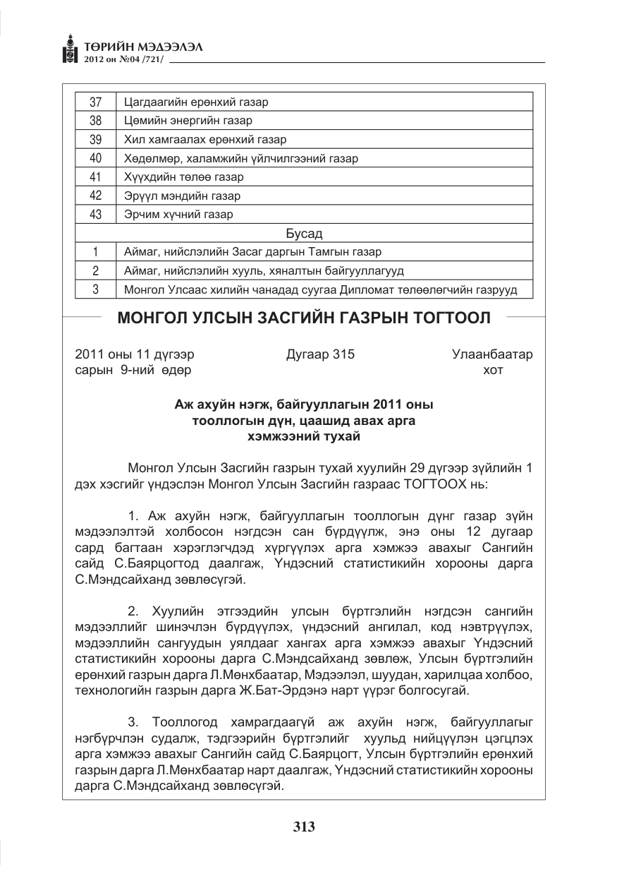 «Төрийн мэдээлэл» № 4, файлын 25-р хуудас