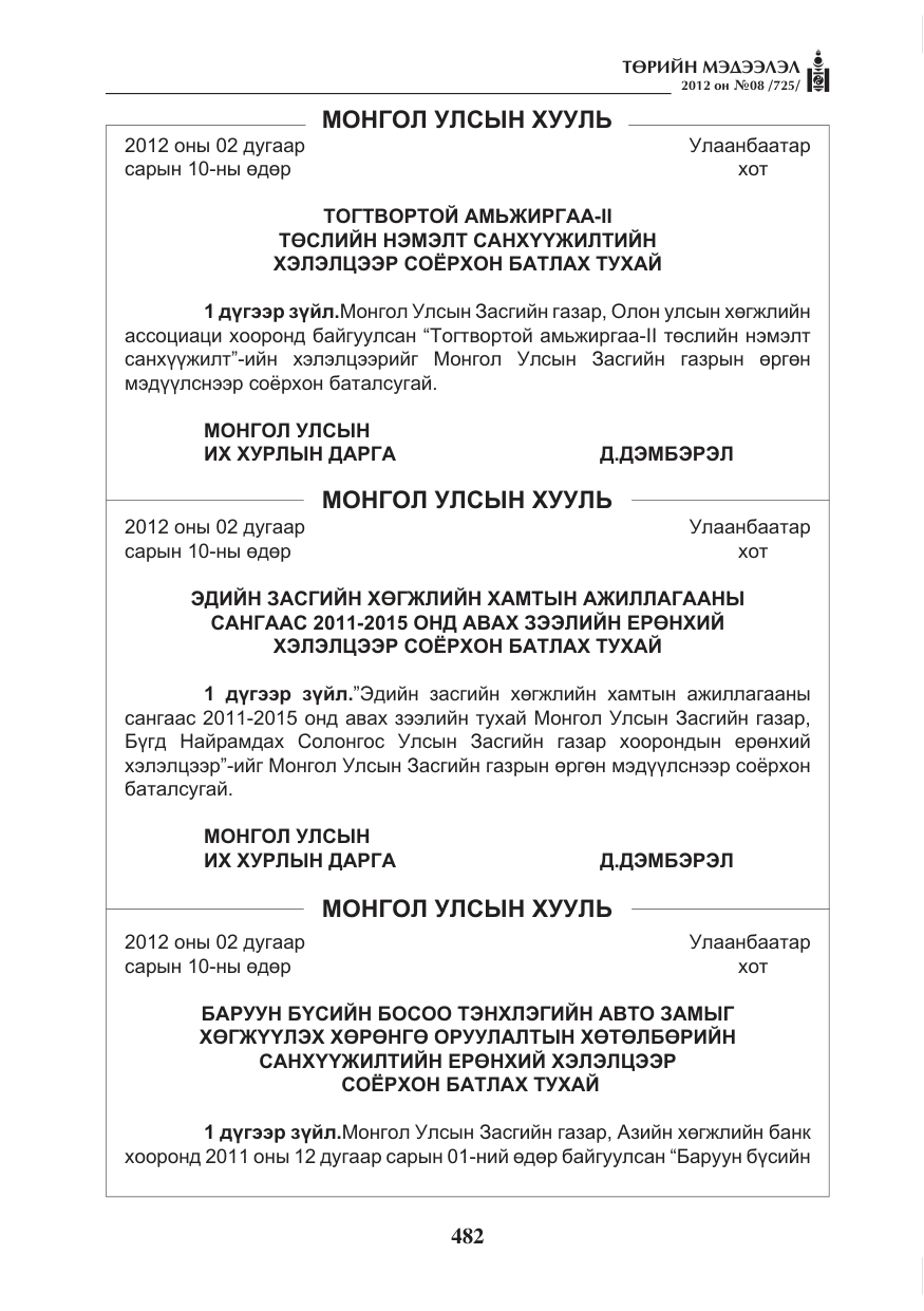 «Төрийн мэдээлэл» № 8, файлын 54-р хуудас