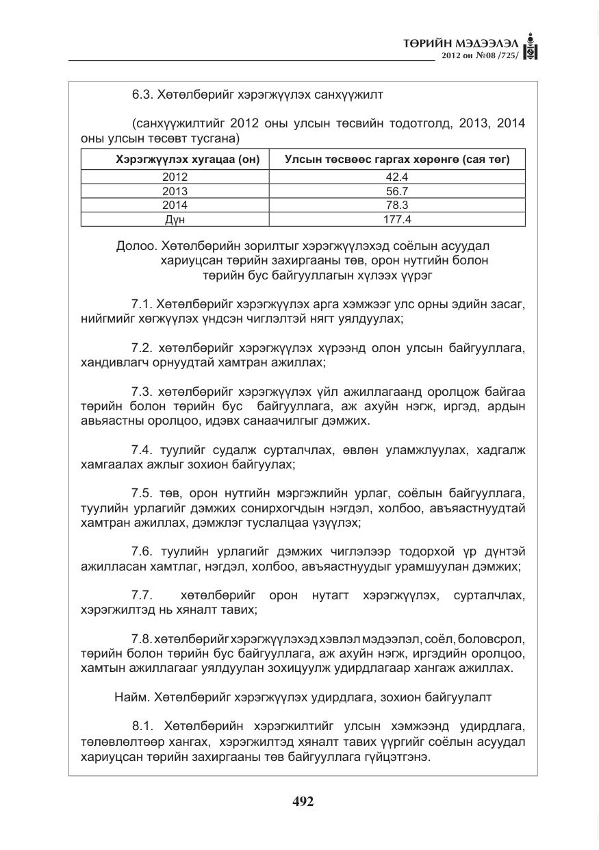 «Төрийн мэдээлэл» № 8, файлын 64-р хуудас