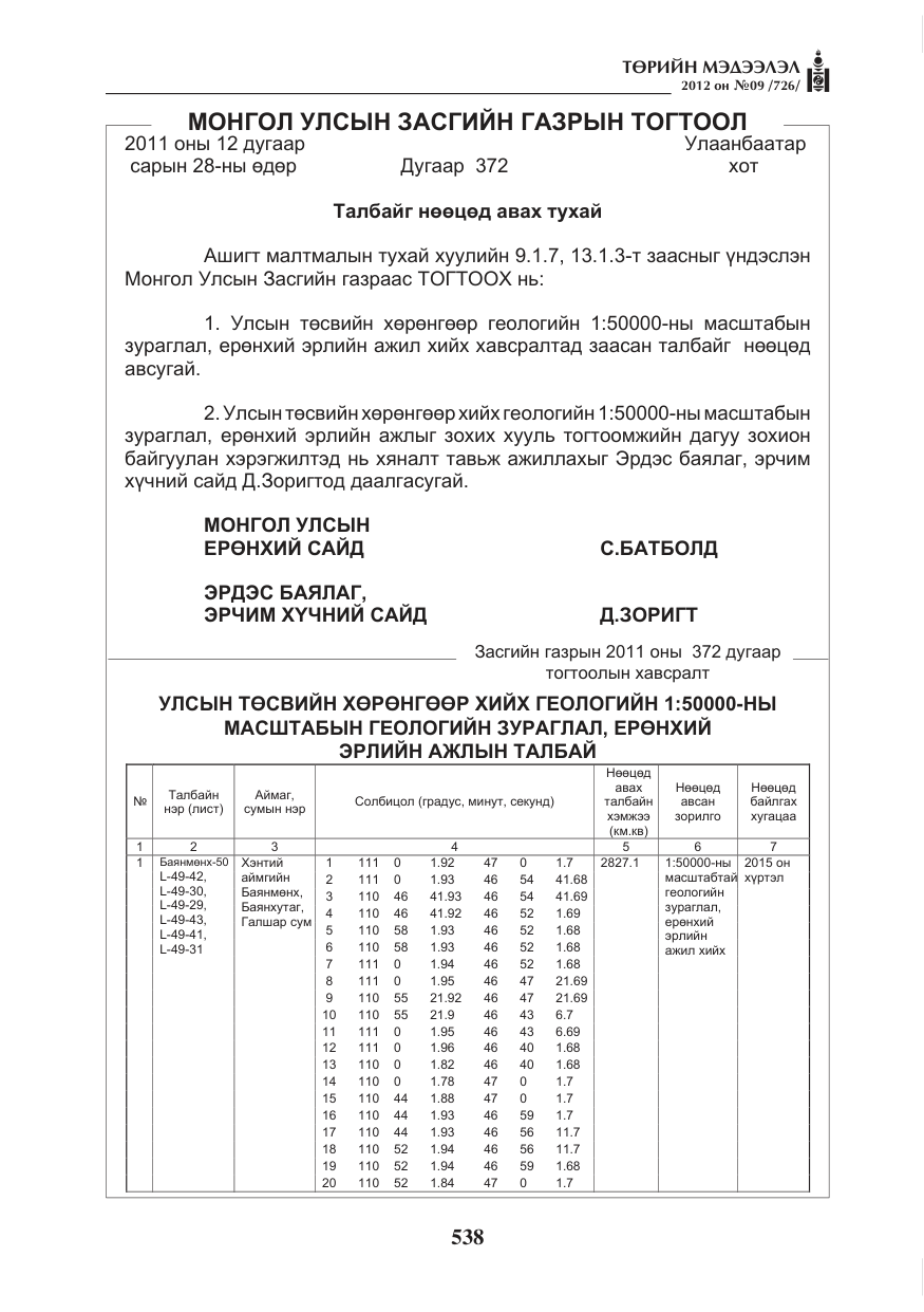 «Төрийн мэдээлэл» № 9, файлын 30-р хуудас