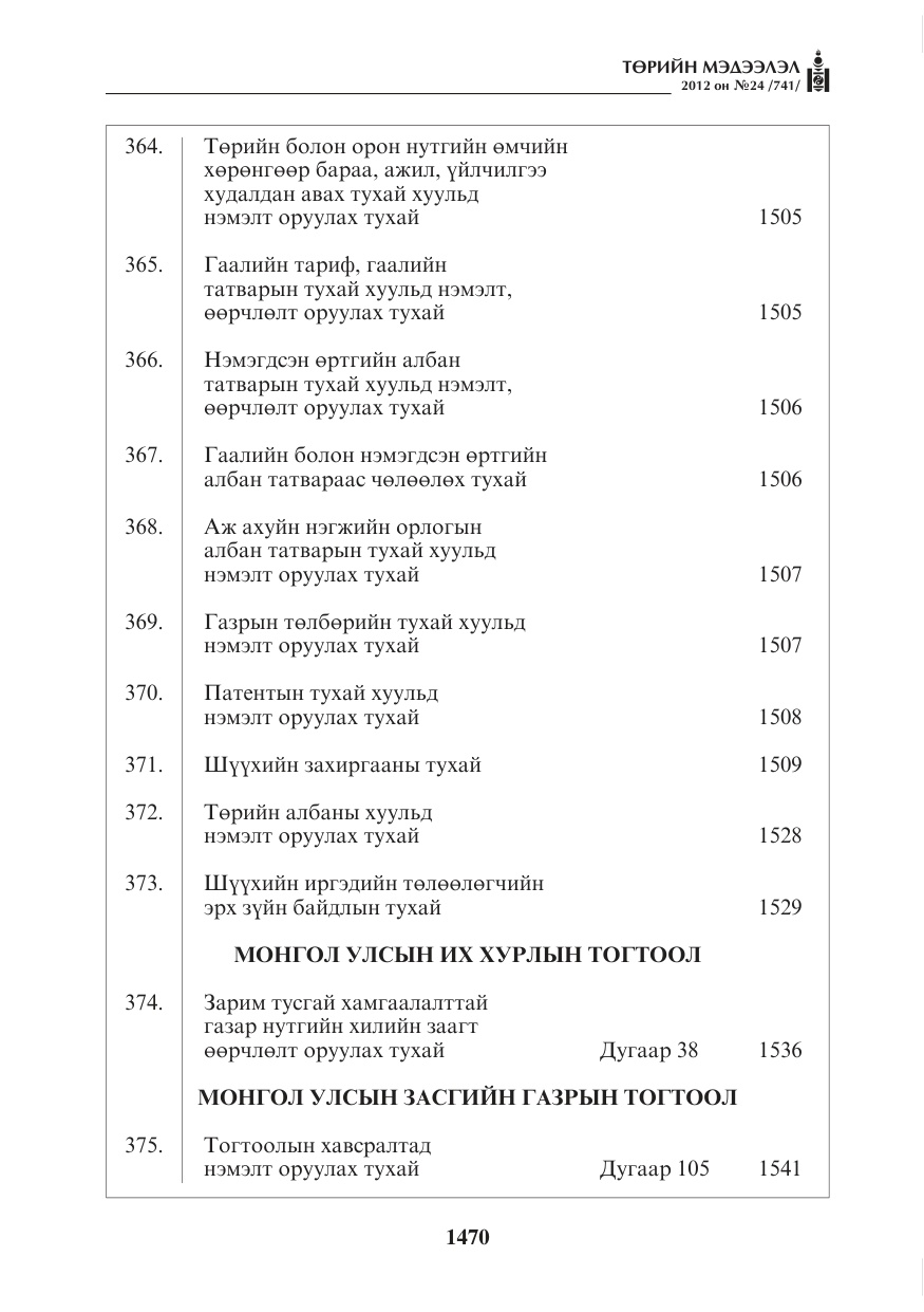 «Төрийн мэдээлэл» № 24, файлын 2-р хуудас