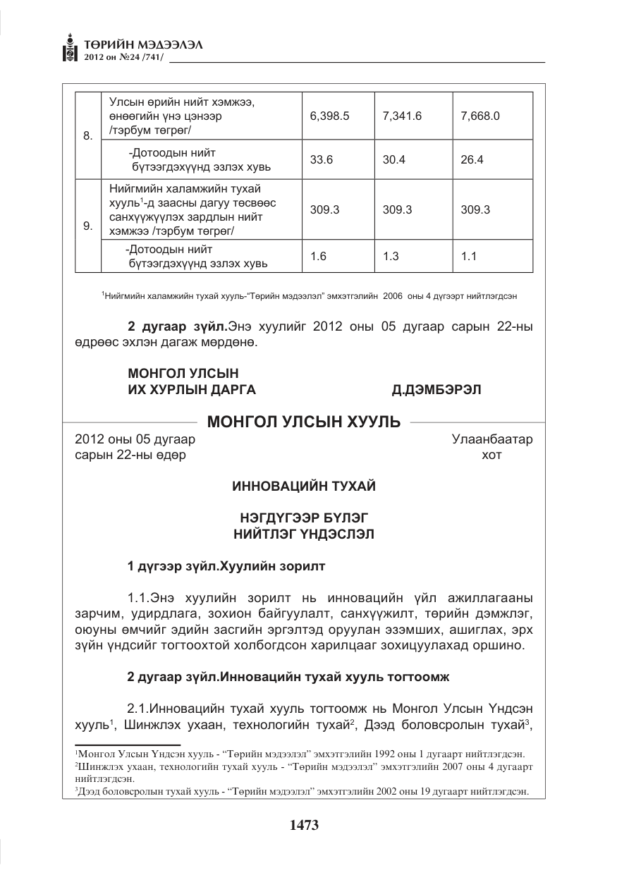 «Төрийн мэдээлэл» № 24, файлын 5-р хуудас