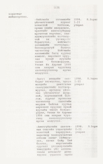 «Төрийн мэдээлэл» № 12, 1138-р хуудасны скан