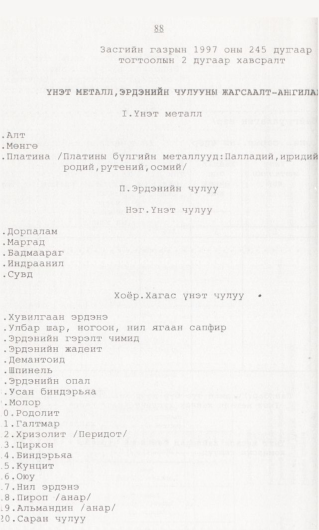 «Төрийн мэдээлэл» № 1, 88-р хуудасны скан