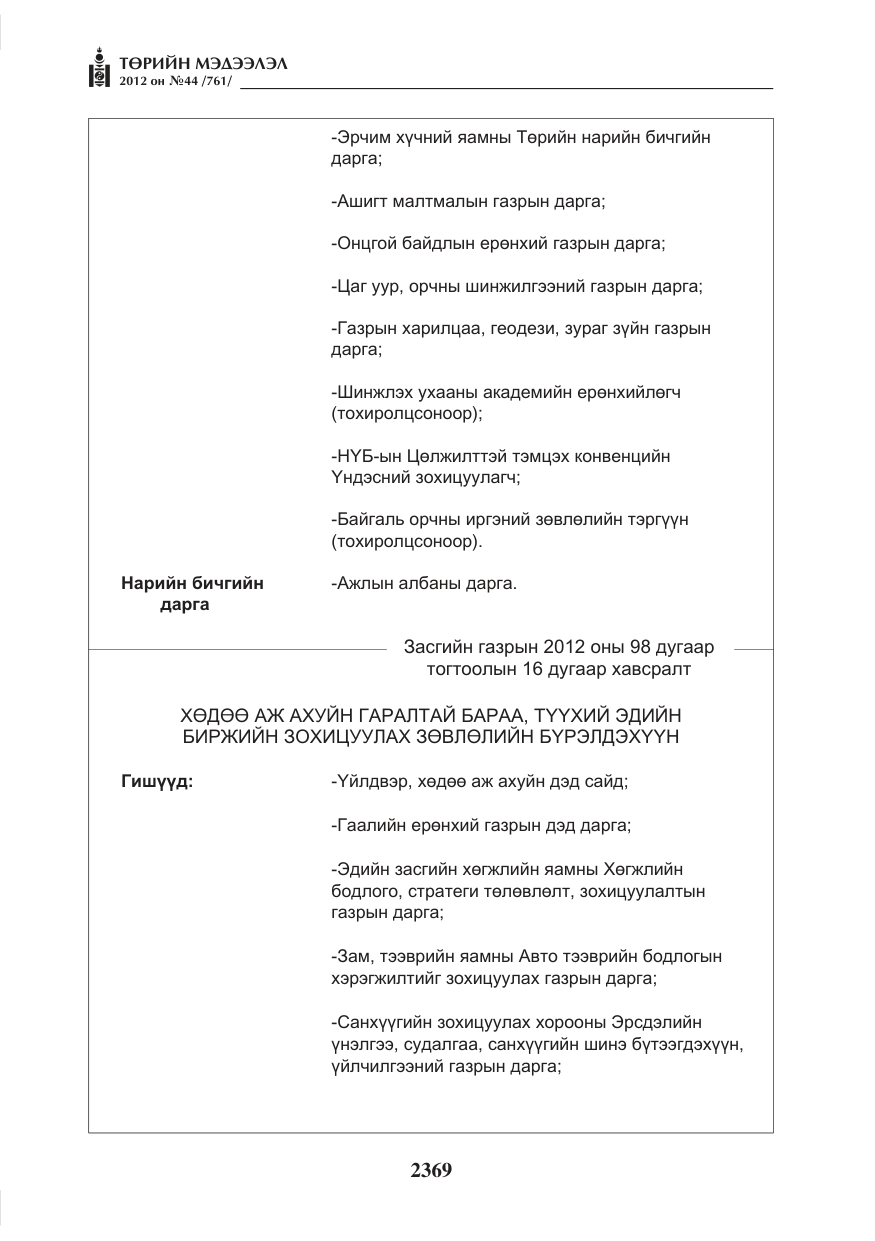 «Төрийн мэдээлэл» № 44, файлын 33-р хуудас