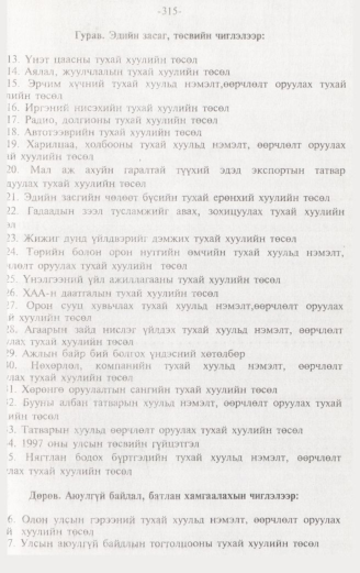 «Төрийн мэдээлэл» № 3, 315-р хуудасны скан
