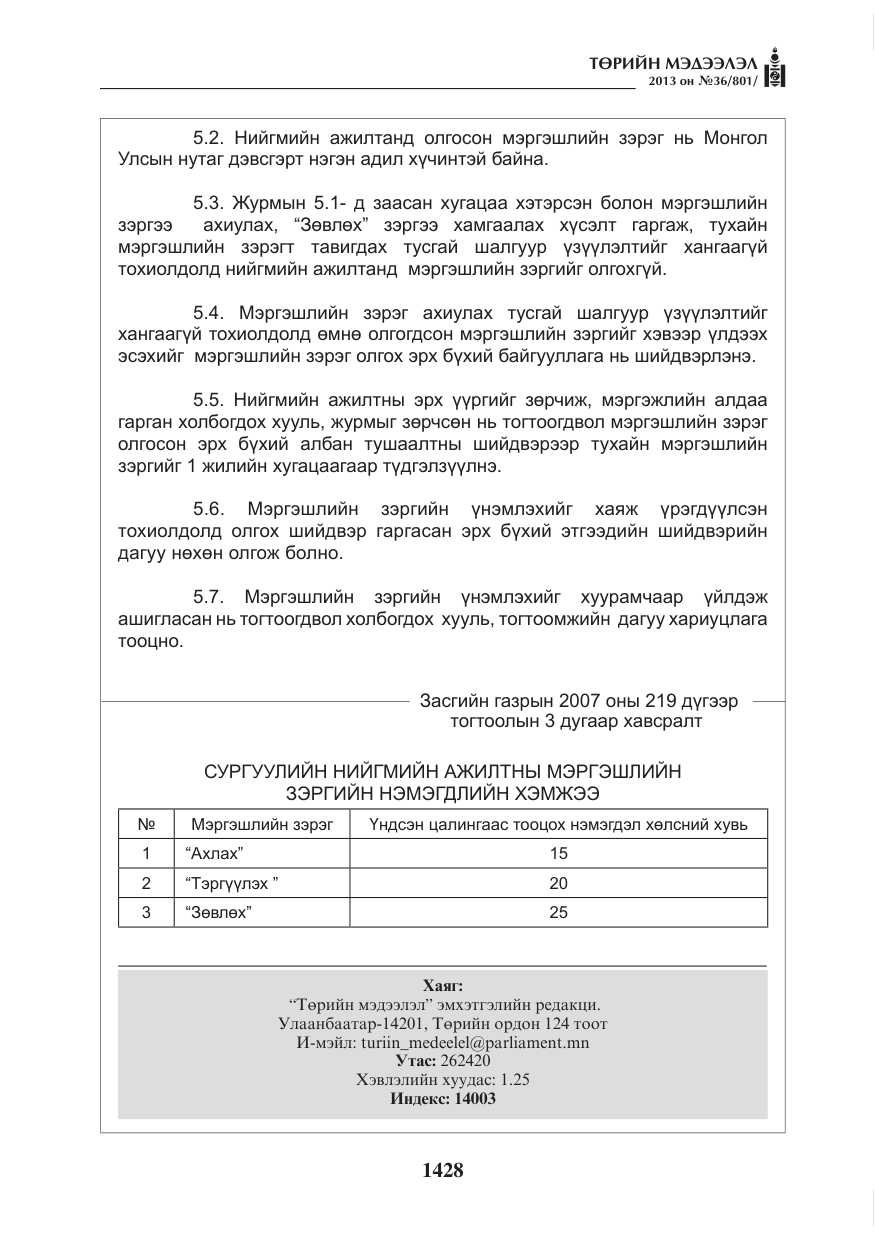«Төрийн мэдээлэл» № 36, файлын 20-р хуудас