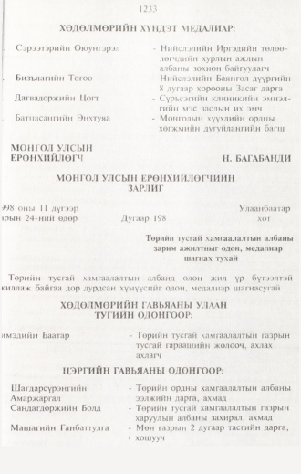 «Төрийн мэдээлэл» № 12, 1233-р хуудасны скан
