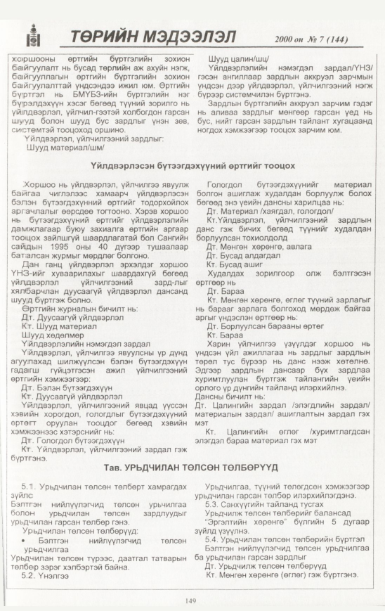 «Төрийн мэдээлэл» № 5, файлын 150-р хуудас
