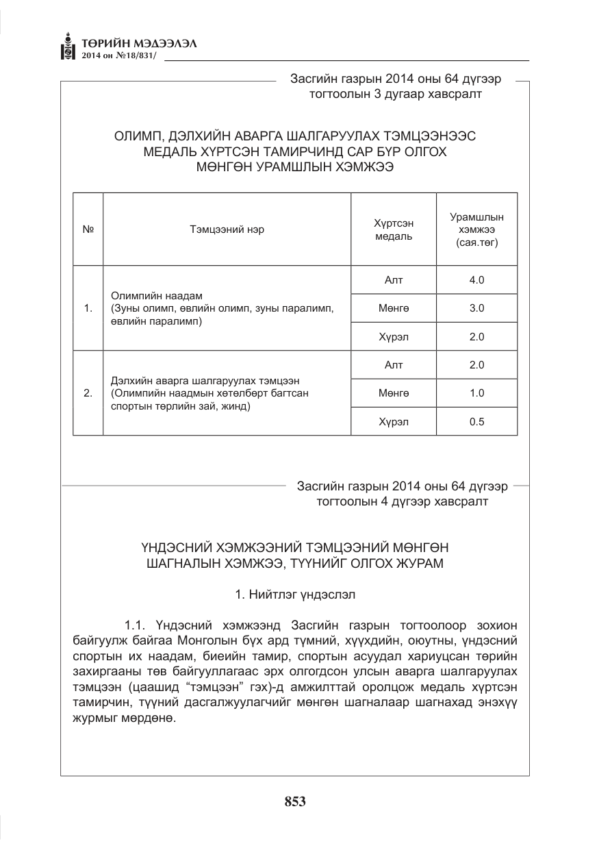 «Төрийн мэдээлэл» № 18, файлын 25-р хуудас
