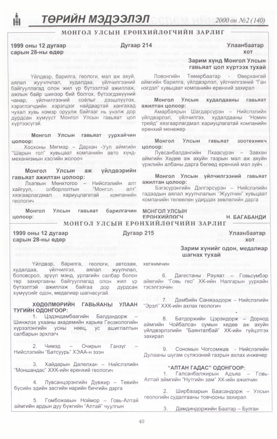 «Төрийн мэдээлэл» № 9, файлын 41-р хуудас