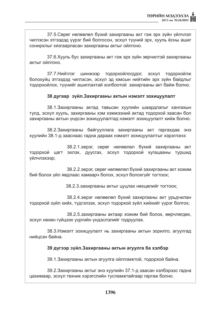«Төрийн мэдээлэл» № 28, файлын 21-р хуудас