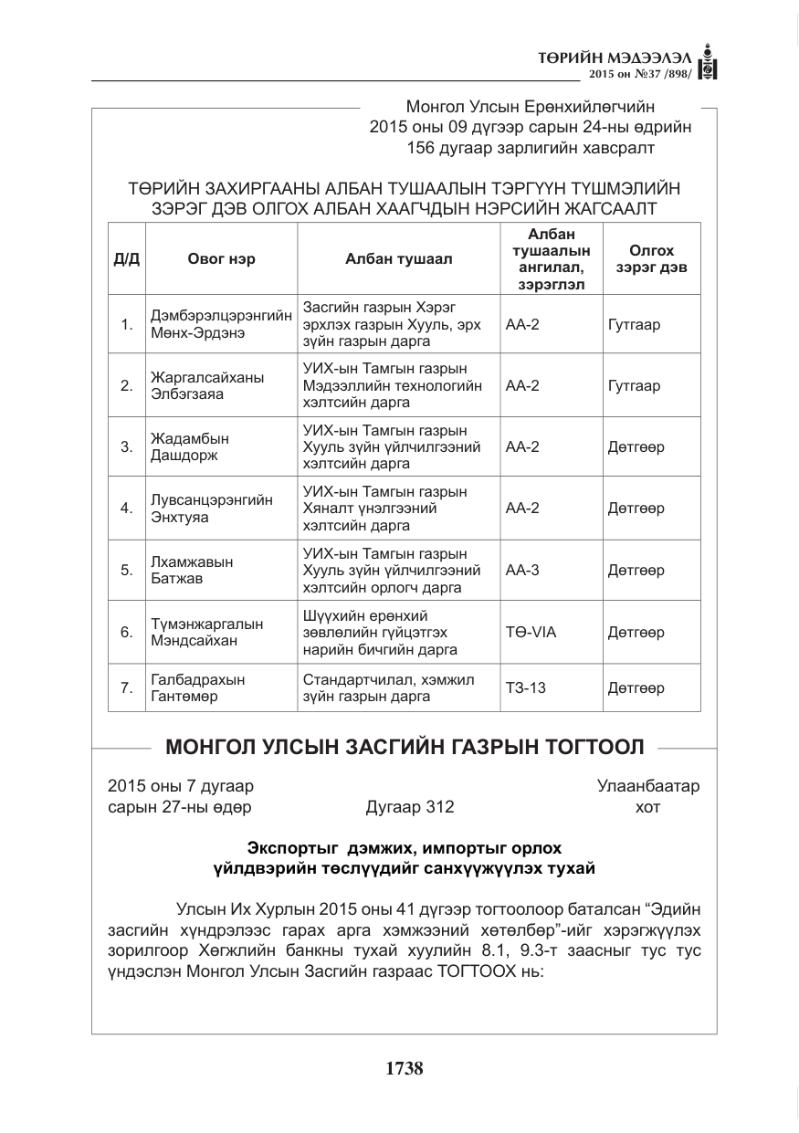 «Төрийн мэдээлэл» № 37, файлын 3-р хуудас