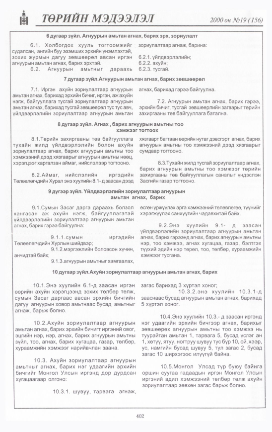 «Төрийн мэдээлэл» № 19, 402-р хуудасны скан