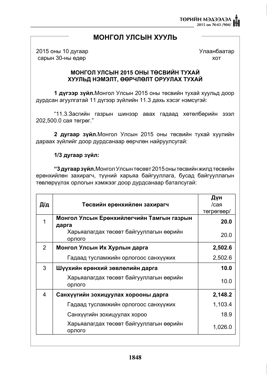 «Төрийн мэдээлэл» № 43, файлын 5-р хуудас